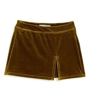 Tractr Gold Velvet Skort with Front Slit
